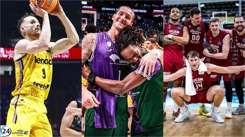 Tres equipos españoles luchan por la Champions FIBA: Lenovo Tenerife, UCAM Murcia y Unicaja.