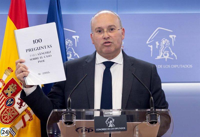 El PP cuestiona a Sánchez por el 'caso Koldo' y la labor de su esposa ante el Congreso con cien preguntas.