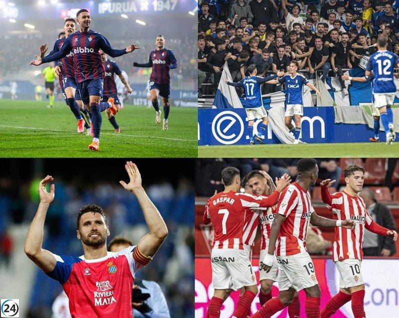 Eibar y Espanyol se alejan del derbi asturiano en la final del Playoff de ascenso a LaLiga.