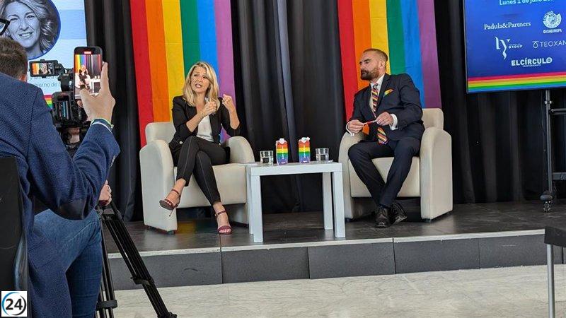 Yolanda Díaz insta a proteger la libertad republicana y la inclusión en el cartel del Orgullo de Madrid.