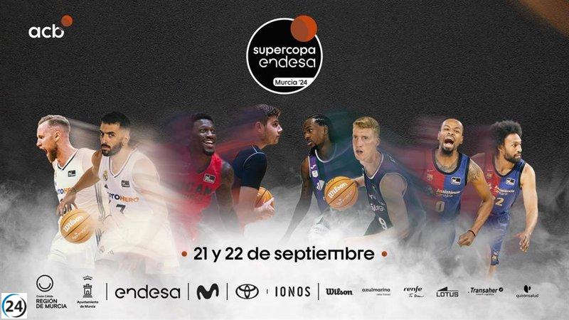 Estrellas de la Supercopa Endesa Murcia 2024: Musa, Campazzo, Ennis, Birgander, Díaz, Perry, Punter y Parker.