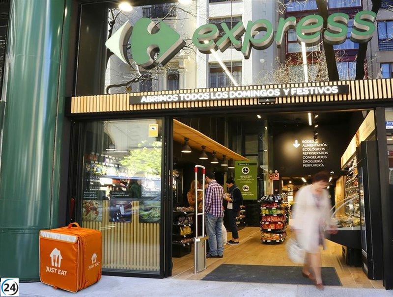 Carrefour y Just Eat amplían su colaboración con entregas a domicilio en solo 30 minutos en España.