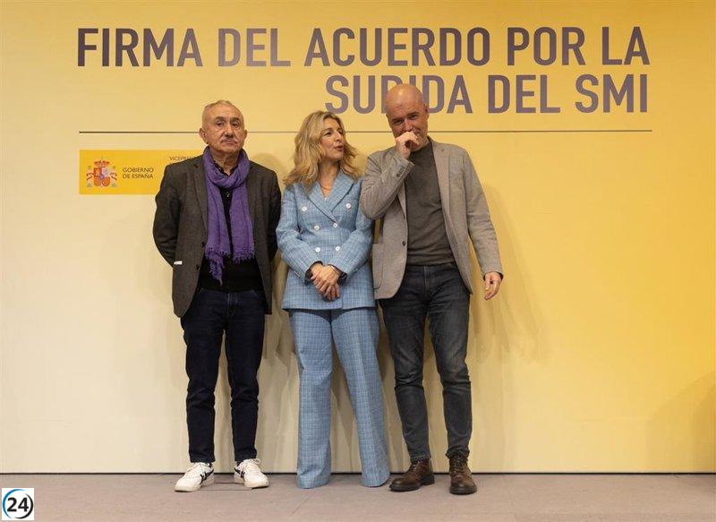 Díaz valida hoy el aumento del SMI a 1.184 euros a partir del 1 de enero, en acuerdo con CCOO y UGT.