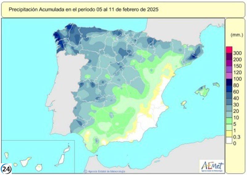 Desde el 1 de octubre, las precipitaciones alcanzan los 315 l/m2, superando la media habitual en un 1%.
