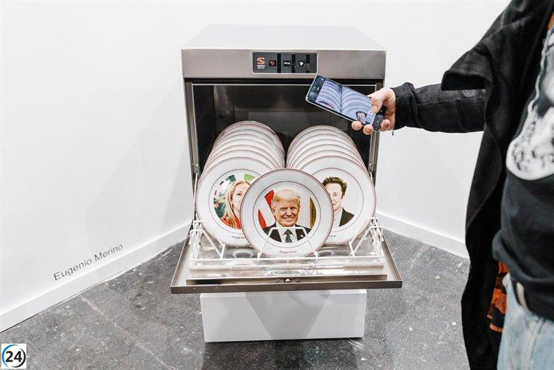 ARCO 2025: Eugenio Merino presenta lavavajillas con rostros de Trump, Musk y Abascal.