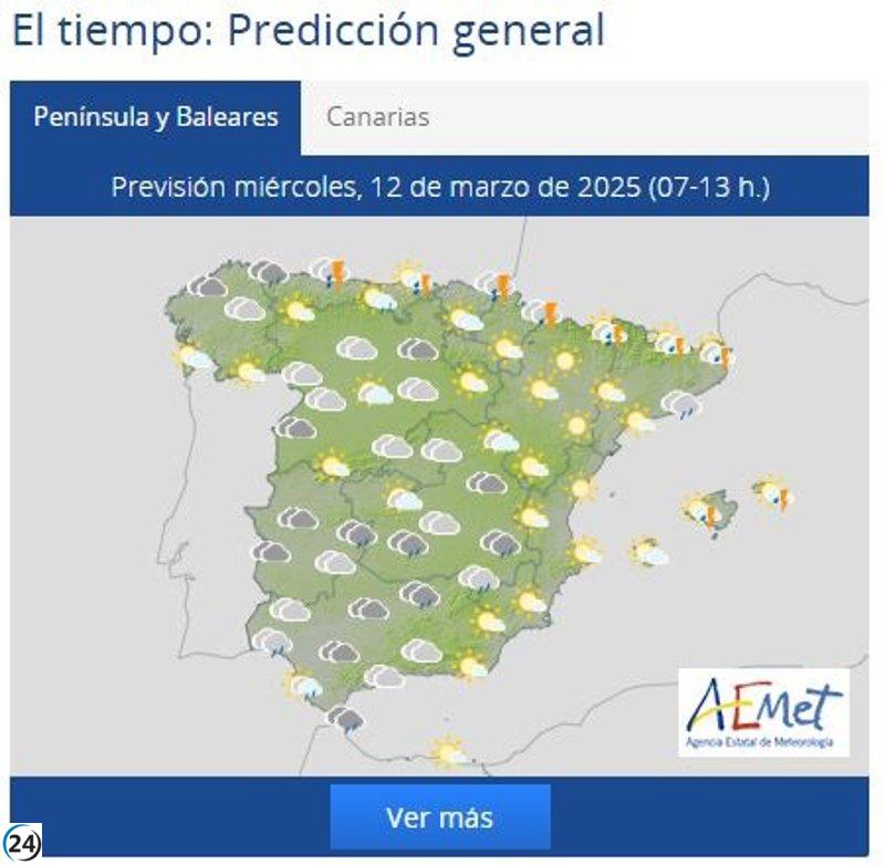 La lluvia cede momentáneamente mientras se aproxima la borrasca Konrad, portadora de aire húmedo hacia la Península.