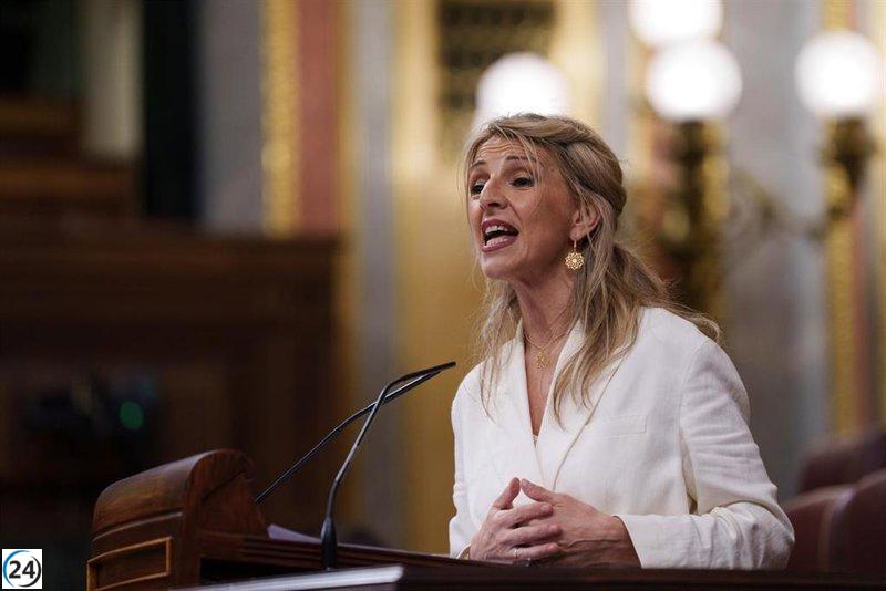 Yolanda Díaz apoya a Sánchez en su promesa de mantener los derechos sociales a pesar del aumento en el gasto militar.