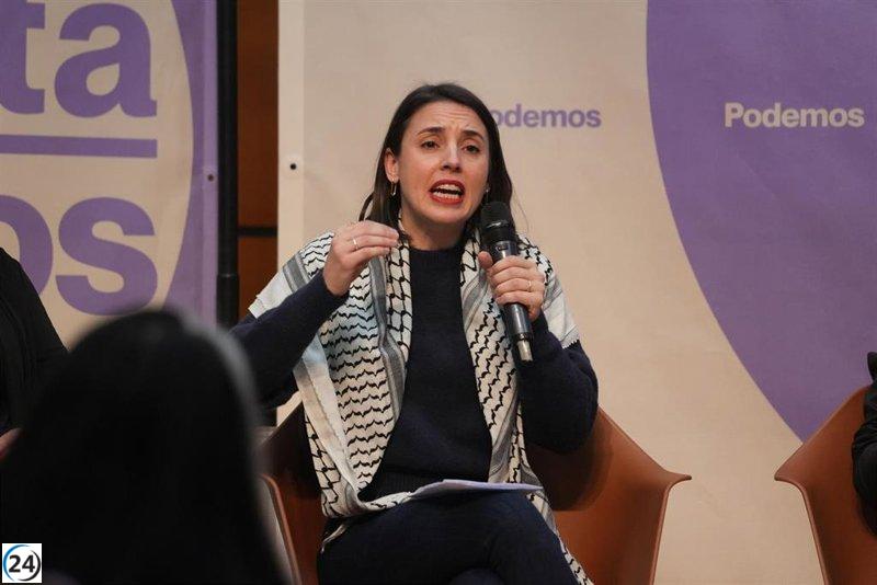 Irene Montero denuncia que Sánchez prioriza 2.000 millones para Defensa en lugar de mejorar el gasto social.