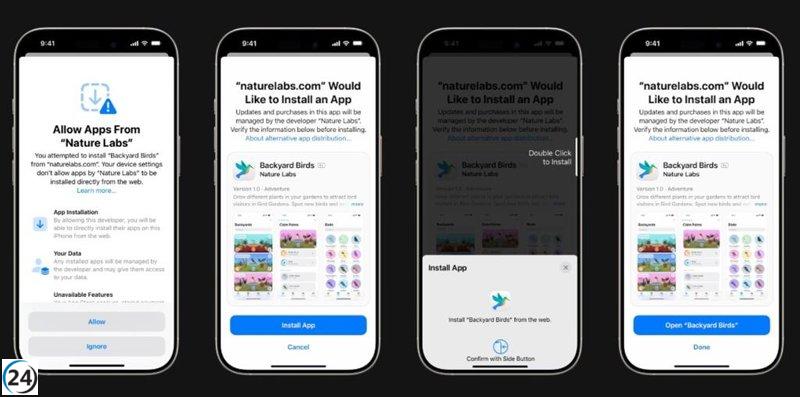 Apple revisa costos para desarrolladores en la UE tras permitir descargas de apps y tiendas externas en iOS.