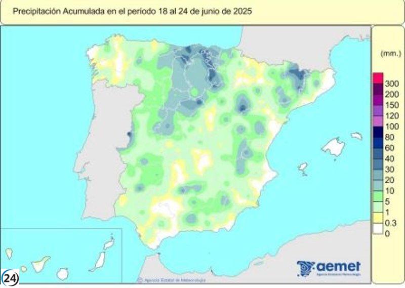 Este año hidrológico, las precipitaciones alcanzan los 621 l/m², superando en un 13% la media habitual.