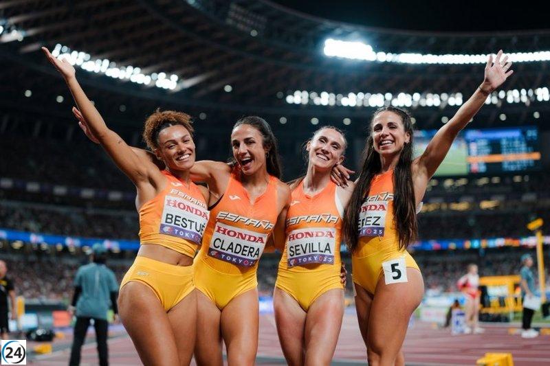 Las mujeres españolas del 4x100 logran un destacado quinto lugar en la final del Mundial.