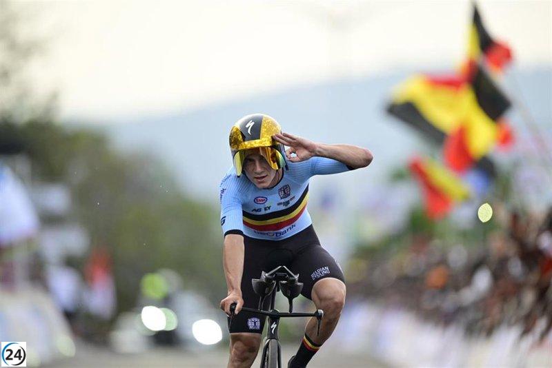 Evenepoel derrota a Pogacar y se corona por tercera vez campeón del mundo en la contrarreloj de Kigali.