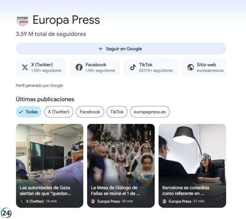 Configura Google Discover para mantenerte al tanto de las novedades de Europa Press.