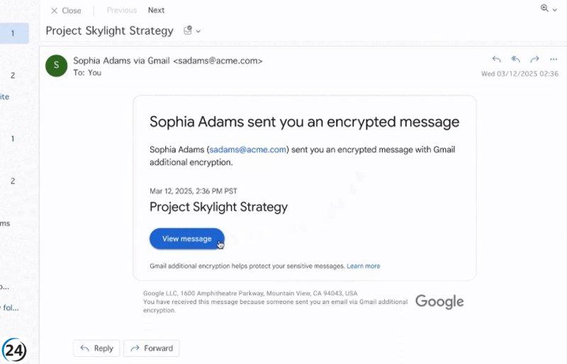 Gmail implementa encriptación para organizaciones, ahora compatible con otros servicios de correo.