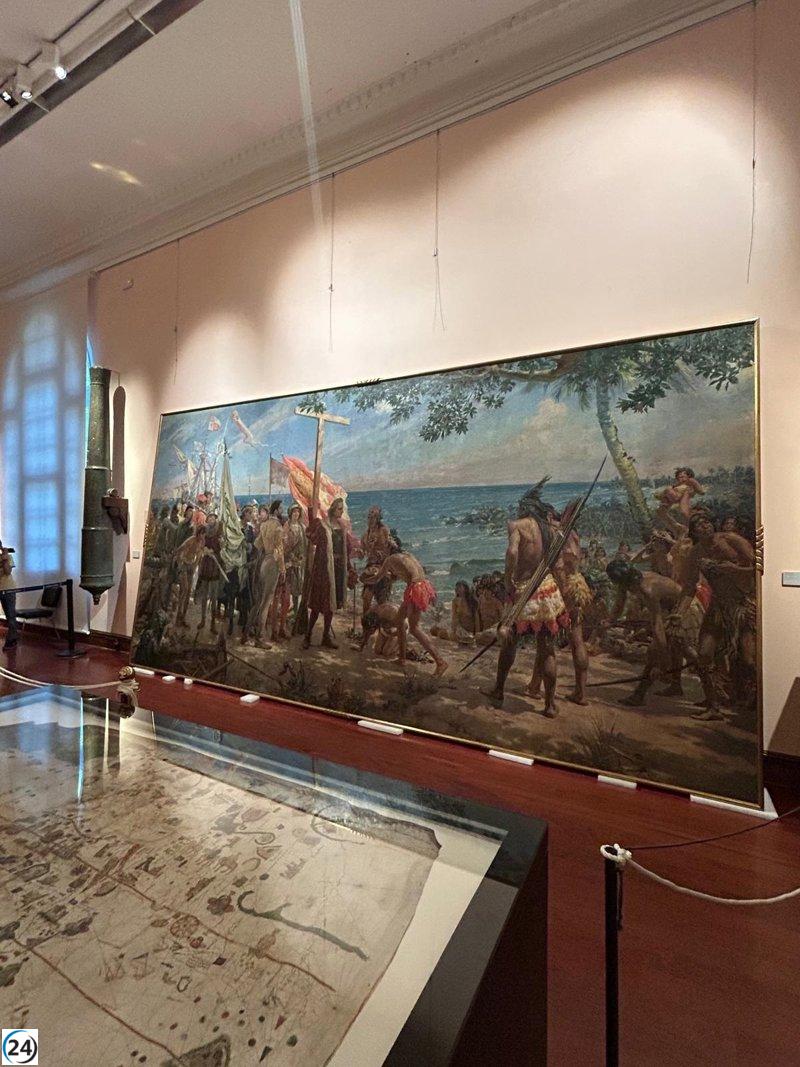Robles elogia al equipo que restaura el cuadro dañado en el Museo Naval.