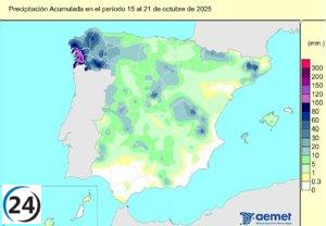 Las lluvias en España desde octubre caen un 62% por debajo de lo normal, acumulando solo 19 l/m2.