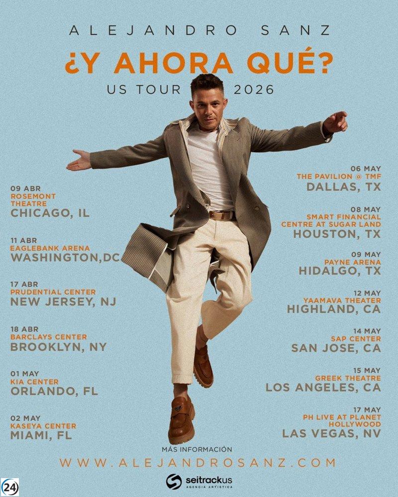 Alejandro Sanz celebra su regreso a EE. UU. con 13 conciertos de su gira '¿Y ahora qué?'.