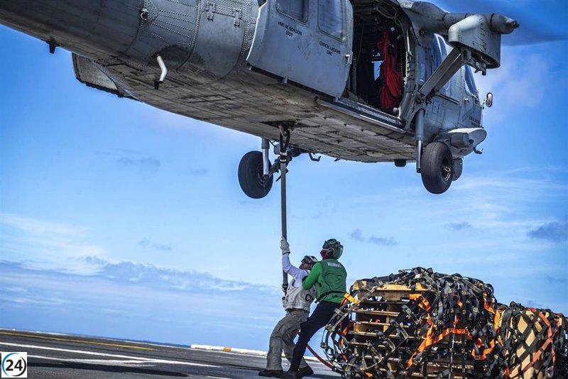 Accidente en el mar de China Meridional: helicóptero y caza del USS Nimitz caen al agua.