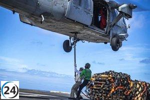 Accidente en el mar de China Meridional: helicóptero y caza del USS Nimitz caen al agua.
