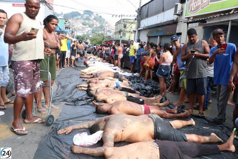 Descubren 64 cuerpos en calles de un barrio de Río de Janeiro tras operativo policial.