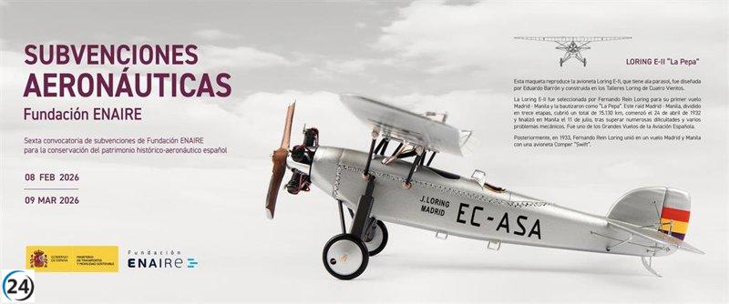 Enaire destina 168.000 euros en subvenciones para preservar el legado aeronáutico en España.