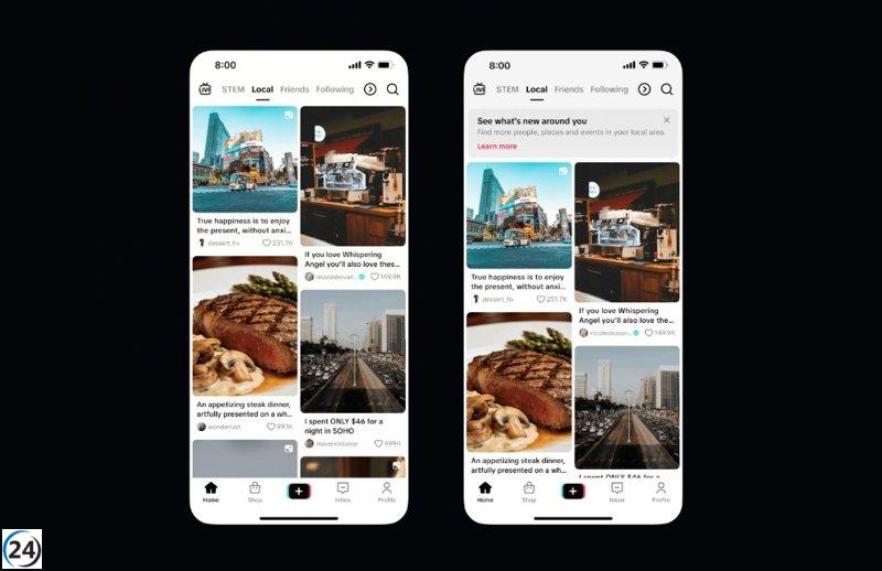 TikTok presenta un nuevo 'feed' local para explorar contenido cercano.