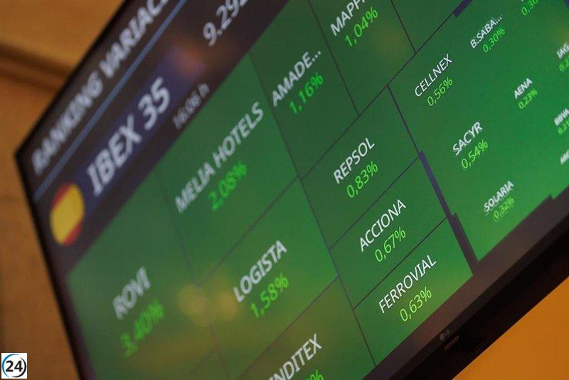 La bolsa española sube un 0,28% y supera los 9.300 puntos.