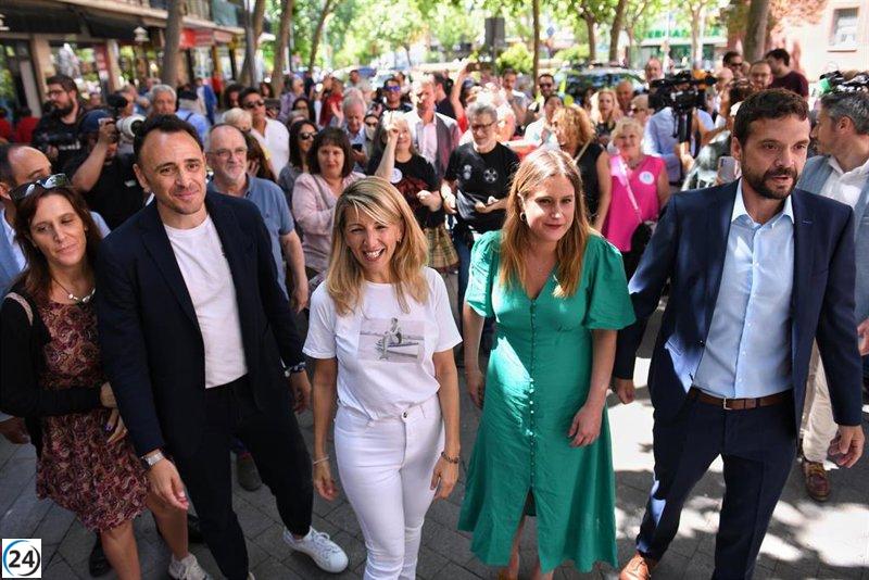Díaz respalda al candidato de Podemos en Alcorcón y llama a movilizarse para vencer al PP.