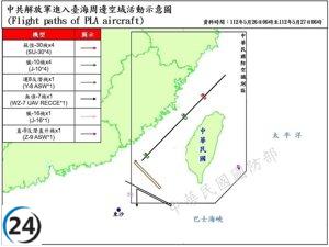 China envía 33 cazas y 10 buques de guerra cerca de Taiwán.
