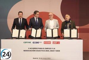 Sindicatos y empresarios firman acuerdo de convenios hasta el 2025 y es publicado en el BOE.