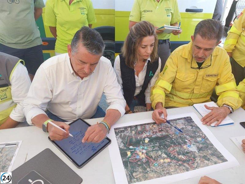 El Infoca estabiliza el incendio de Bonares (Huelva) y permite el regreso de los desalojados.