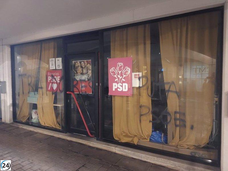 La sede del PSOE en la capital belga es vandalizada con mensajes de descontento tras la polémica amnistía a Junts.
