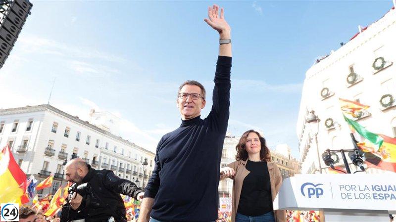 Feijóo en la protesta del PP contra la amnistía: 