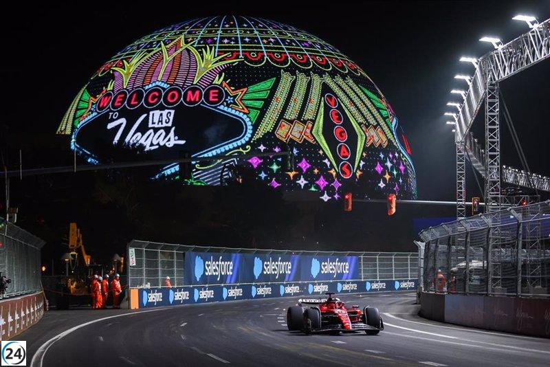 Leclerc demuestra la supremacía de Ferrari en Las Vegas, mientras Fernando Alonso arranca en la novena posición.