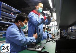 La producción fabril china disminuye por segundo mes consecutivo en noviembre