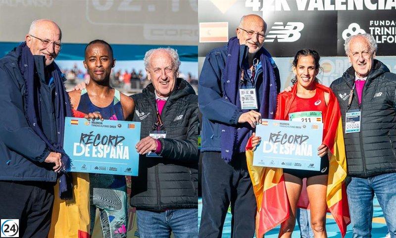 Tariku Novales y Majida Maayouf destrozan los récords nacionales de maratón en España.